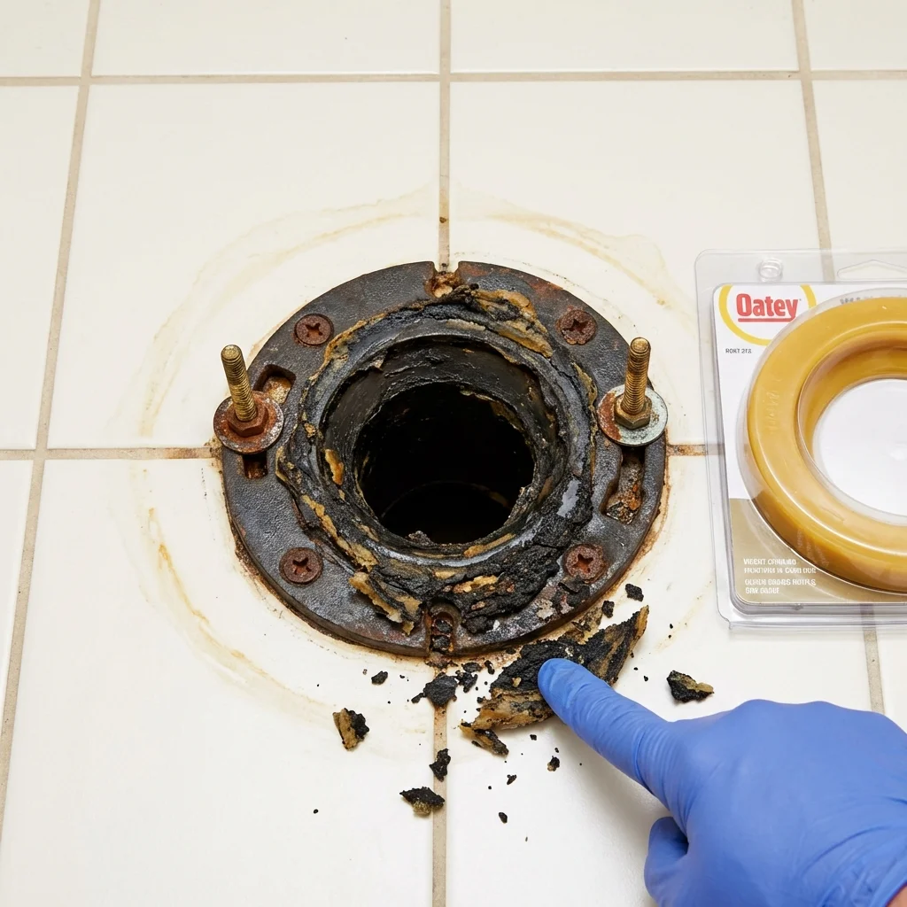 Failed wax ring showing water seepage at the base of a toilet in a Hartford, CT home